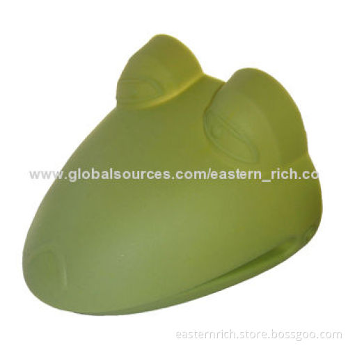 Silicone grabber, frog shaped, measures 10.5x10.5x9cm